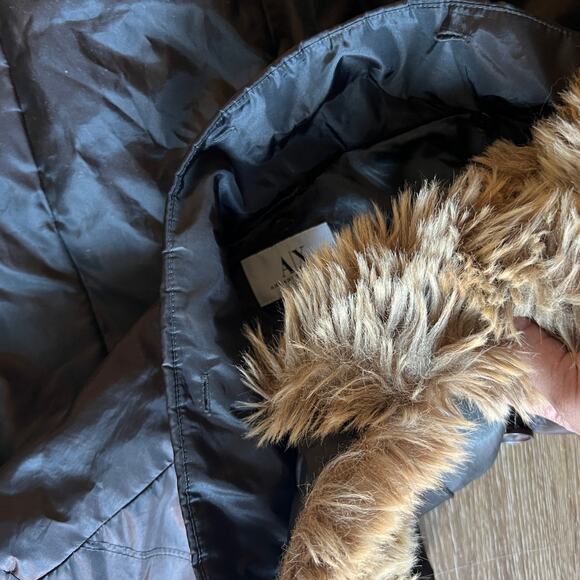 Armani Exchange Detachable Faux Fur Trim Black Coat - Picture 8 of 8